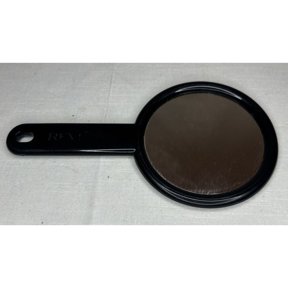 Vintage Revlon Round Black Hand Mirror